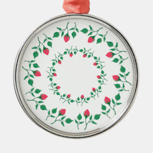 Rundrahmen mit rosa rosa Blume Ornament Aus Metall
