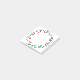 Rundrahmen mit rosa rosa Blume Post-it Klebezettel