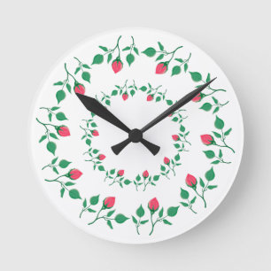 Rundrahmen mit rosa rosa Blume Runde Wanduhr