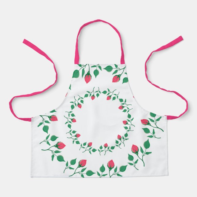 Rundrahmen mit rosa rosa Blume Schürze (Vorderseite)