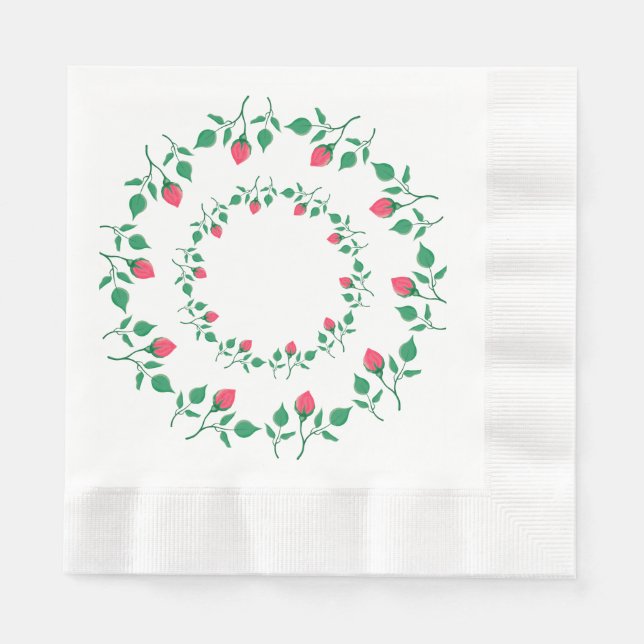 Rundrahmen mit rosa rosa Blume Serviette (Vorderseite)