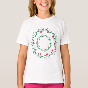 Rundrahmen mit rosa rosa Blume T-Shirt