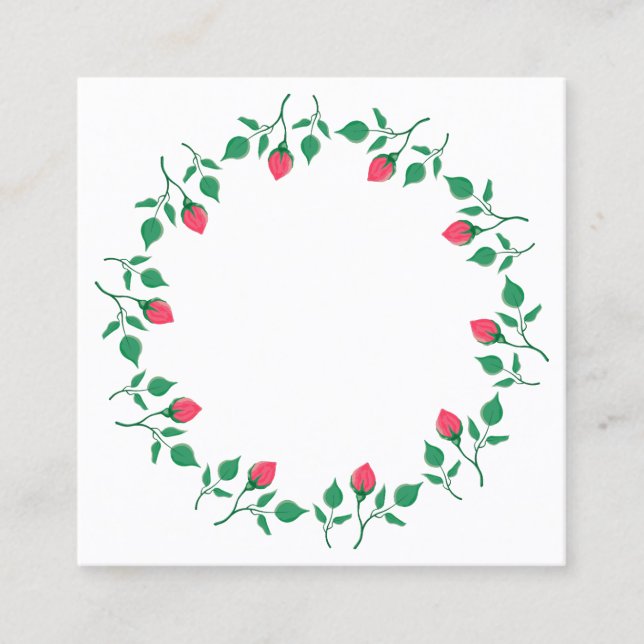 Rundrahmen mit rosa rosa Blume Telefonnummerkarte (Vorderseite)