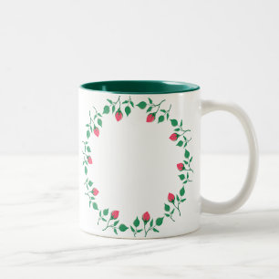 Rundrahmen mit rosa rosa Blume Zweifarbige Tasse