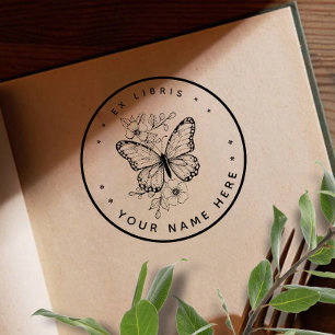 Rundschmetterling ex libris Briefmarke Gummistempel