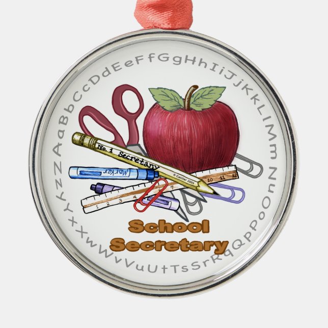 Rundschmuck für Schulsekretärin Ornament Aus Metall (Vorne)