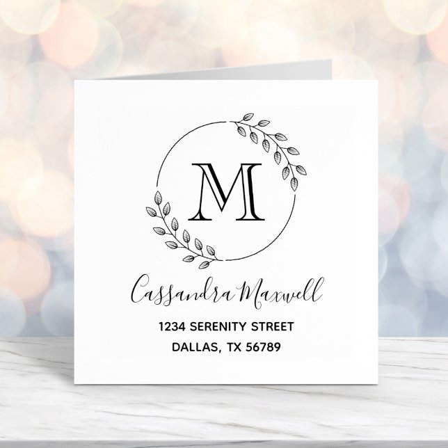 Rundschreiben, Blätter Monogramm 2 Anschrift Permastempel (Von Creator hochgeladen)