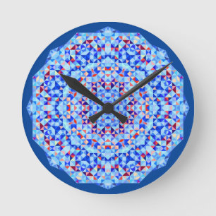 Rundsichel, geometrisch rosa und blau runde wanduhr