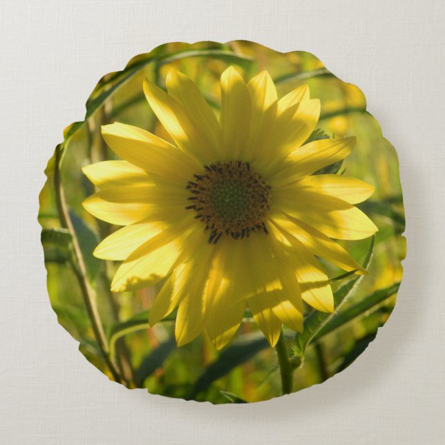Rundsonnenblumenkissen Rundes Kissen (Vorderseite)