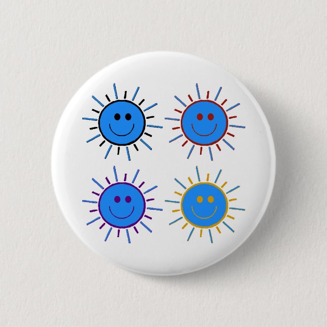 Rundsymbolen einer strahlenden Sonne Button (Vorderseite)