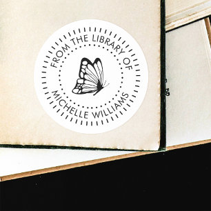 Rundtypografie-Butterfly-Bibliothek Runder Aufkleber