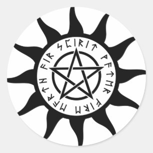 Rundum-Aufkleber für Rundum-Pentagramm Runder Aufkleber