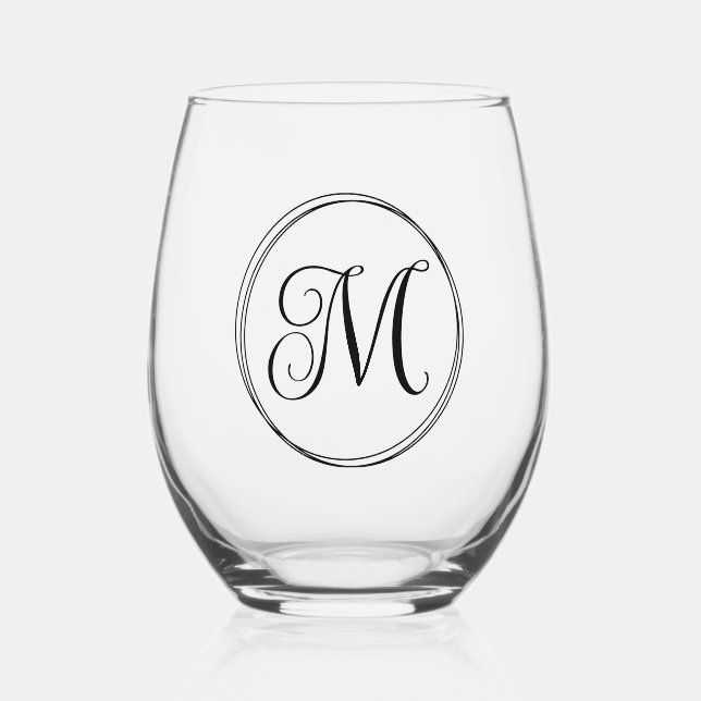 Rundung des Langschrift-Skripts Monogram Weinglas Ohne Stiel (Vorderseite)