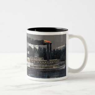 Rundung einer Biegung auf dem MississippiSteamboat Zweifarbige Tasse