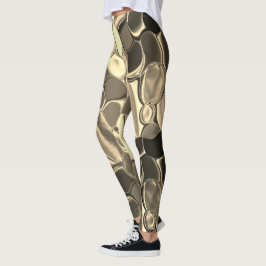 Rundungen in Bronzefarben, klares Gold, glänzend Leggings