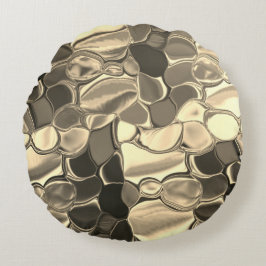 Rundungen in Bronzefarben, klares Gold, glänzend Rundes Kissen