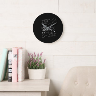 Rundwanduhr Self-Care-Liniendesign Große Wanduhr