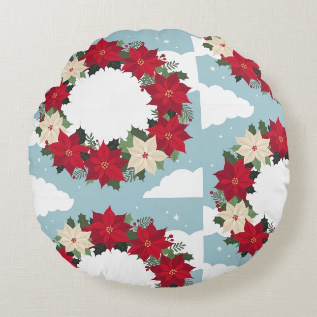 Rundweihnachtsblumenkissen Rundes Kissen (Vorderseite)