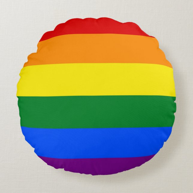 Rundwurfkissen mit der Fahne "Pride" der LGBT Rundes Kissen (Vorderseite)
