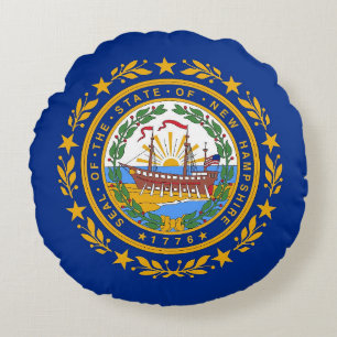 Rundwurfkissen mit der Flagge von New Hampshire Rundes Kissen