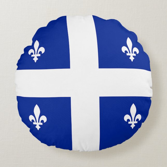 Rundwurfkissen mit der Flagge von Quebec, Kanada Rundes Kissen (Vorderseite)