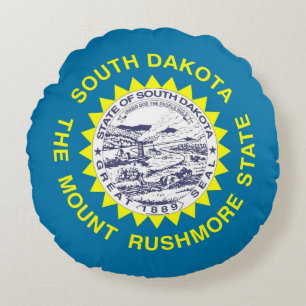 Rundwurfkissen mit der Flagge von South Dakota Rundes Kissen