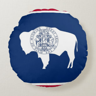 Rundwurfkissen mit der Flagge von Wyoming, USA Rundes Kissen
