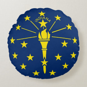 Rundwurfkissen mit Flagge von Indiana, USA Rundes Kissen