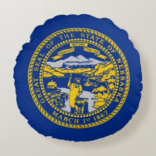 Rundwurfkissen mit Flagge von Nebraska, USA Rundes Kissen