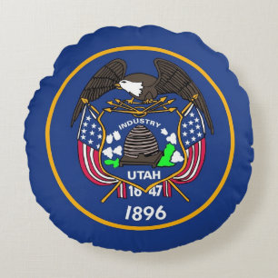Rundwurfkissen mit Flagge von Utah, USA Rundes Kissen