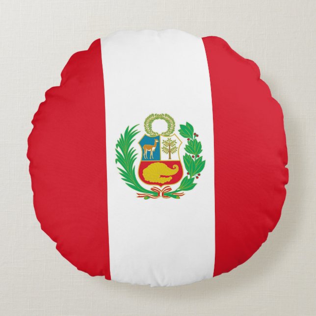 Rundwurfkissen mit Peru-Flagge Rundes Kissen (Vorderseite)