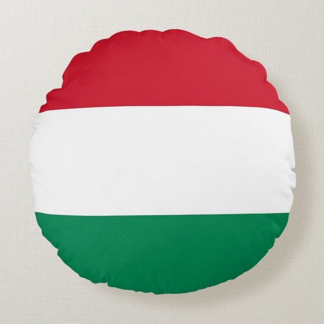 Rundwurfkissen mit ungarischer Flagge Rundes Kissen (Vorderseite)