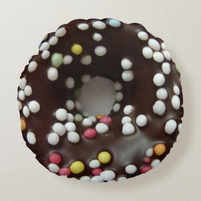 Rundwurfkissen Süßes Sprinkles Schokolade Rundes Kissen (Vorderseite)