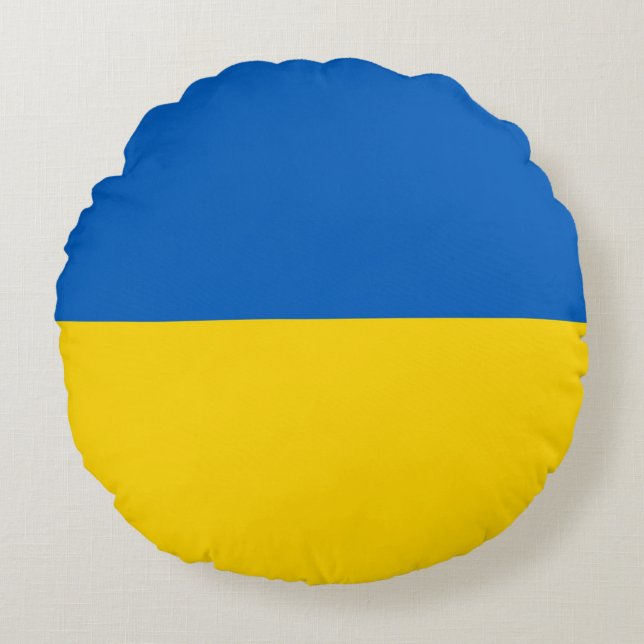 Rundwurfpilz mit Flagge der Ukraine Rundes Kissen (Vorderseite)