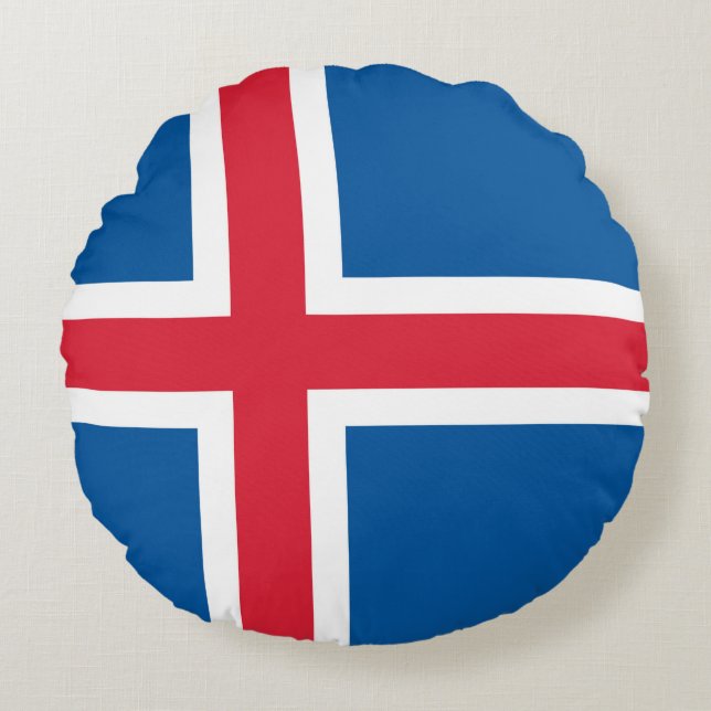 Rundwurfpilz mit Flagge Islands Rundes Kissen (Vorderseite)