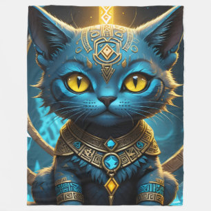 Rune Blue Cat Fleece Blanket