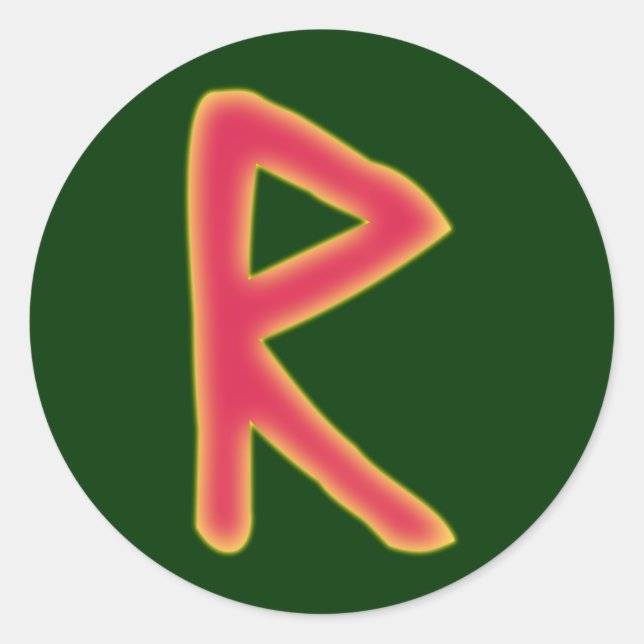 rune Raidho Futhark Runder Aufkleber (Vorderseite)
