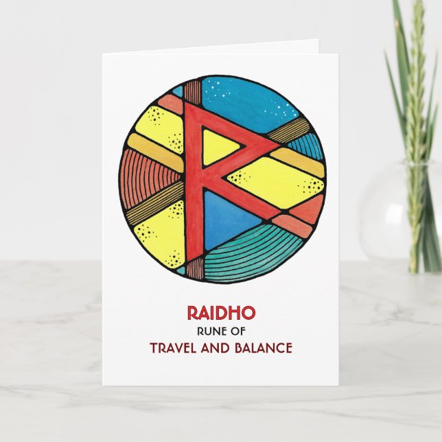 Rune Raidho - Reise und Balance - Art Nouveau Karte (Vorderseite)