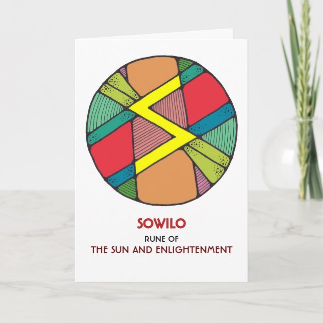 Rune Sowilo - Sun & Erleuchtung - Jugendstil Karte (Vorderseite)