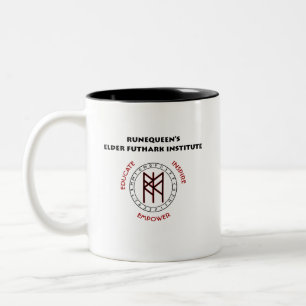 RuneQueen's RQEFI-Logo in Englisch/Español Zweifarbige Tasse