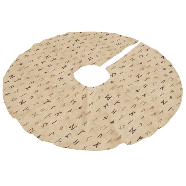 Runes Tree Skirt Leinenimitat Weihnachtsbaumdecke (Schrägansicht)