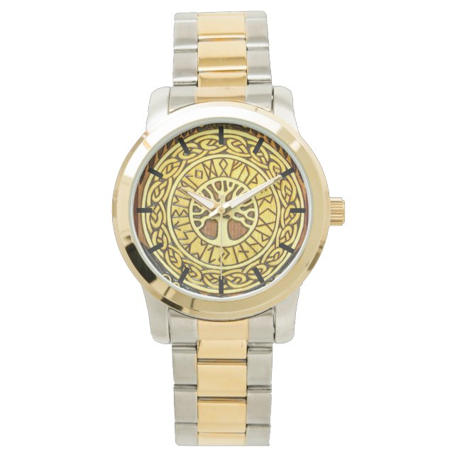 Runes viking avec montre d'arbre (devant)