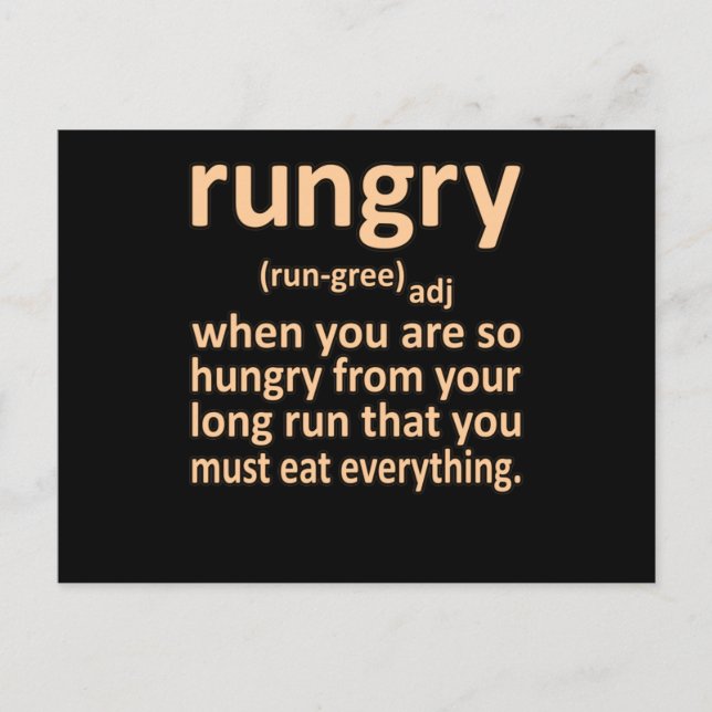 Rungry Definition Halbmarathon Runner Gra Postkarte (Vorderseite)