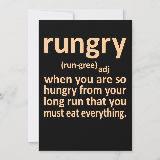 Rungry Definition Half Marathon Runner Running Gra Dankeskarte (Vorderseite)