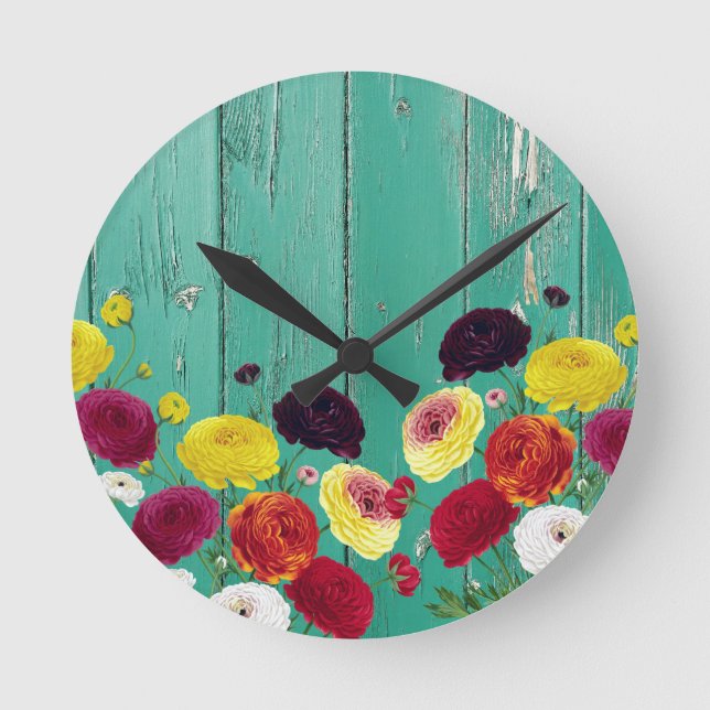 Runinculus und grüner Zaun Runde Wanduhr (Vorderseite)