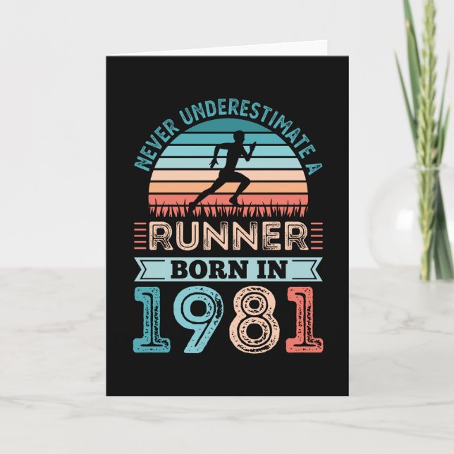 Runner born in 1981 40th Birthday Gift Running Dad Karte (Vorderseite)