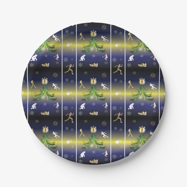 Runner Christmas Tree - Mädchen laufen Pappteller (Vorderseite)