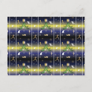 Runner Christmas Tree - Mädchen laufen Postkarte
