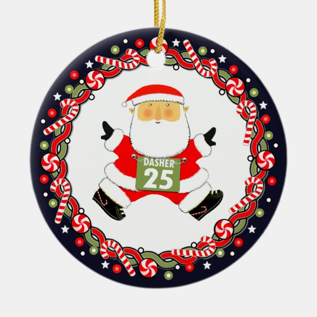 Runner Holiday-Geschenk Keramik Ornament (Vorne)