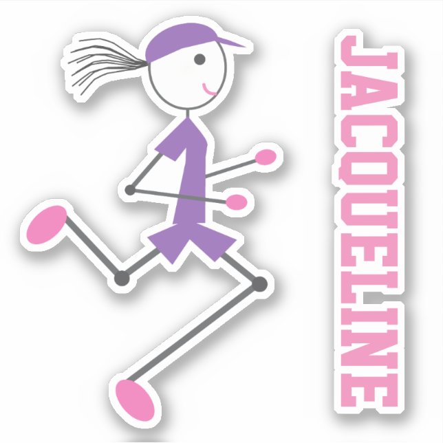 Runner Lady Pink Lila Personalisierte Aufkleber (Vorderseite)